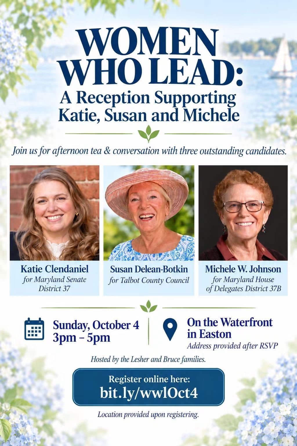Women Who Lead: A Reception Supporting Katie, Susan and Michele flyer